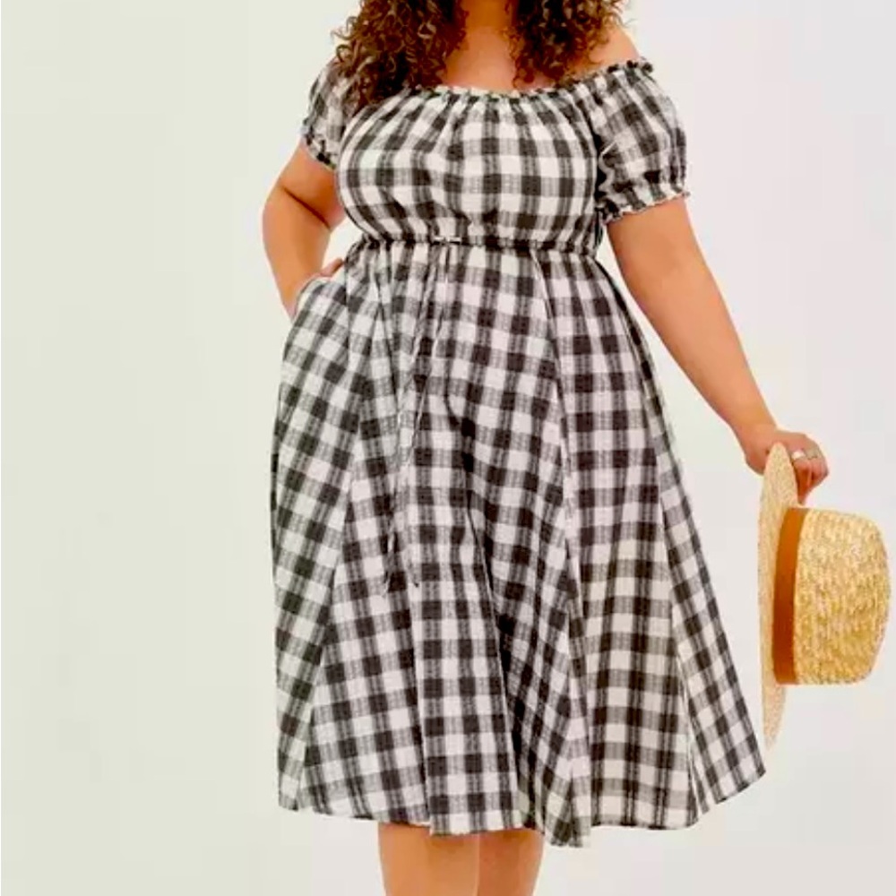 Torrid Seersucker Gingham Peasant Midi Dress